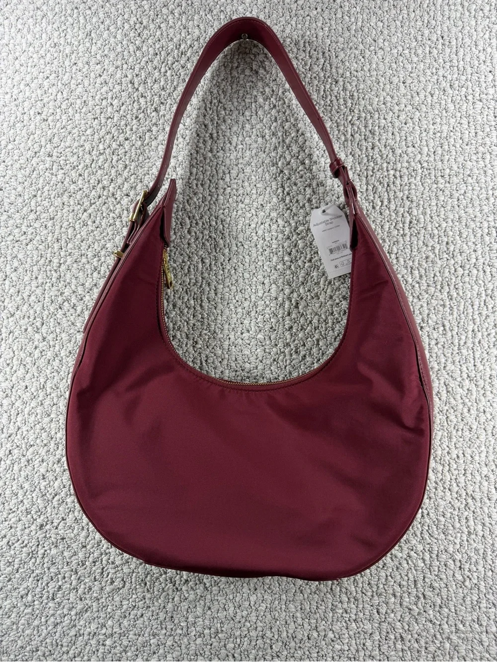 Time and Tru Harbour Hobo Bag Crimson Red Nylon Crescent Shoulder Purse NWT